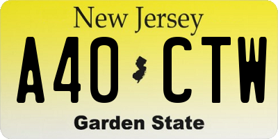 NJ license plate A40CTW