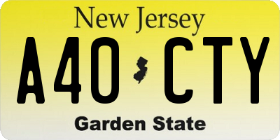 NJ license plate A40CTY