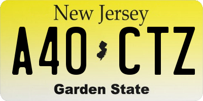 NJ license plate A40CTZ