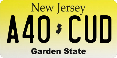 NJ license plate A40CUD