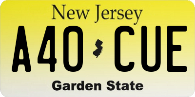 NJ license plate A40CUE