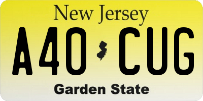 NJ license plate A40CUG