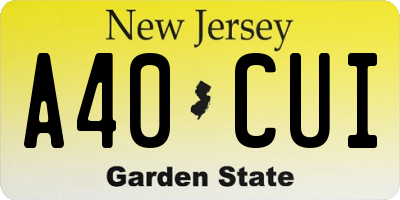 NJ license plate A40CUI
