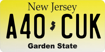 NJ license plate A40CUK