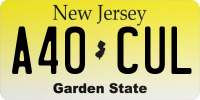 NJ license plate A40CUL