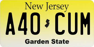 NJ license plate A40CUM