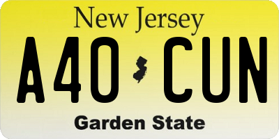 NJ license plate A40CUN