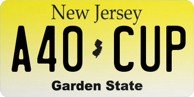 NJ license plate A40CUP