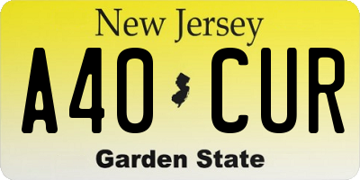NJ license plate A40CUR