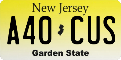 NJ license plate A40CUS