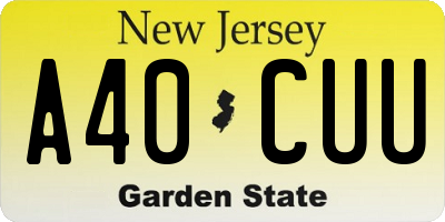 NJ license plate A40CUU