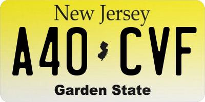 NJ license plate A40CVF