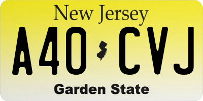 NJ license plate A40CVJ