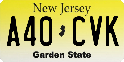NJ license plate A40CVK