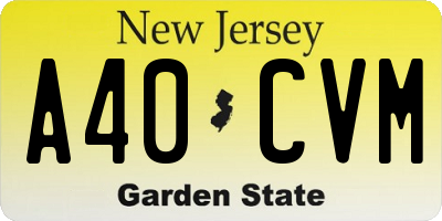 NJ license plate A40CVM