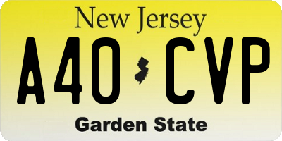 NJ license plate A40CVP