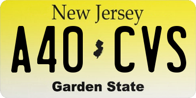 NJ license plate A40CVS