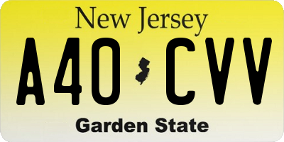 NJ license plate A40CVV