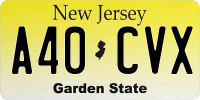 NJ license plate A40CVX