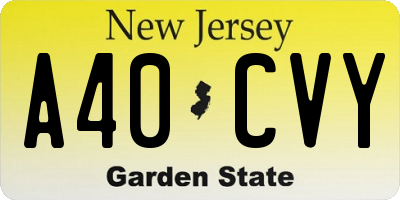 NJ license plate A40CVY