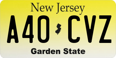 NJ license plate A40CVZ