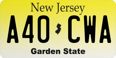 NJ license plate A40CWA