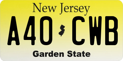NJ license plate A40CWB