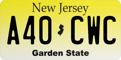 NJ license plate A40CWC