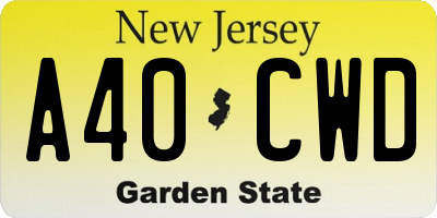 NJ license plate A40CWD