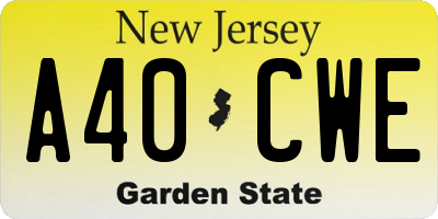 NJ license plate A40CWE