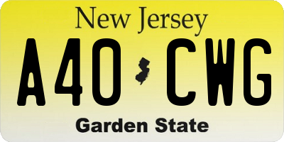 NJ license plate A40CWG