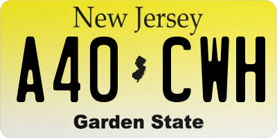 NJ license plate A40CWH