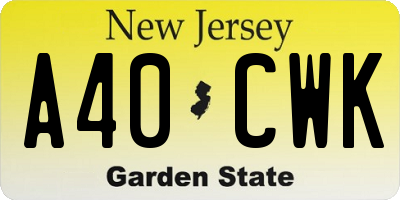 NJ license plate A40CWK