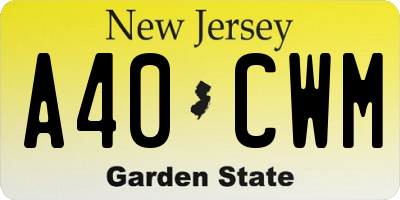 NJ license plate A40CWM