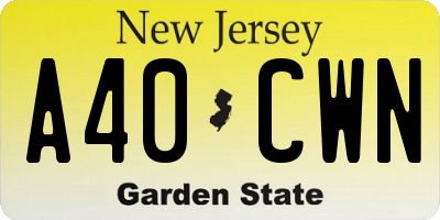 NJ license plate A40CWN