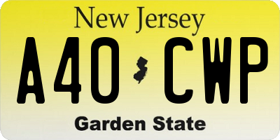 NJ license plate A40CWP