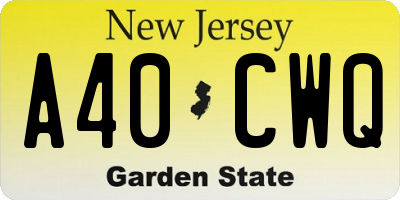 NJ license plate A40CWQ