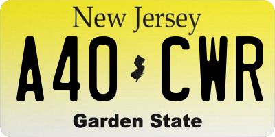 NJ license plate A40CWR