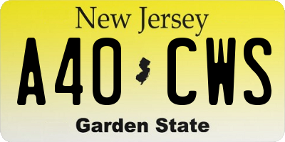 NJ license plate A40CWS