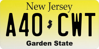 NJ license plate A40CWT