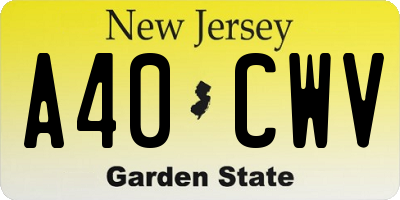 NJ license plate A40CWV