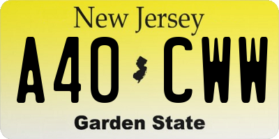 NJ license plate A40CWW