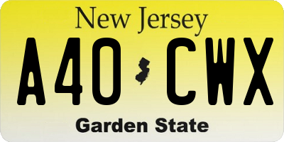 NJ license plate A40CWX