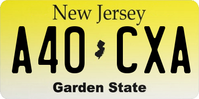 NJ license plate A40CXA