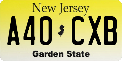 NJ license plate A40CXB
