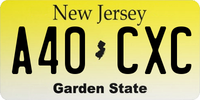 NJ license plate A40CXC