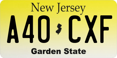 NJ license plate A40CXF