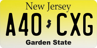 NJ license plate A40CXG