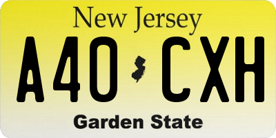 NJ license plate A40CXH
