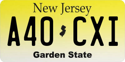 NJ license plate A40CXI